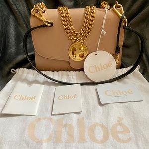 Chloe Medium Mily Shoulder / Crossbody Bag in Blush Nude Pebbled Goatskin